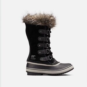 Sorel Joan of Artic Tall Snow Boot Nori Black Winter Waterproof Fur Suede Size 7